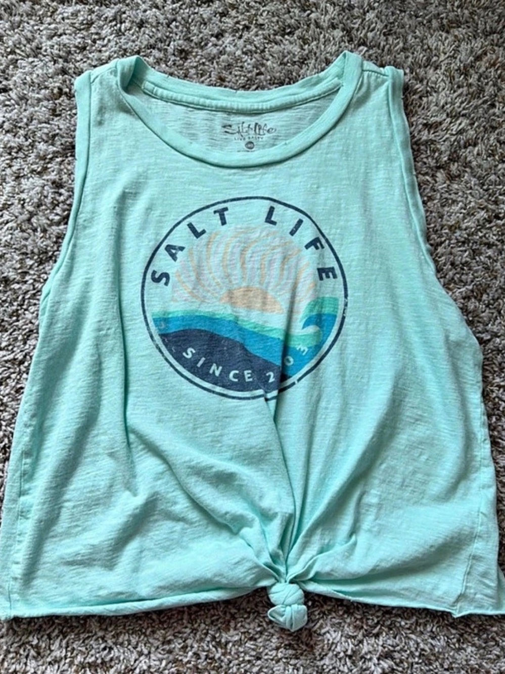 Salt Life Graphic Tank Top Green & Blue Large